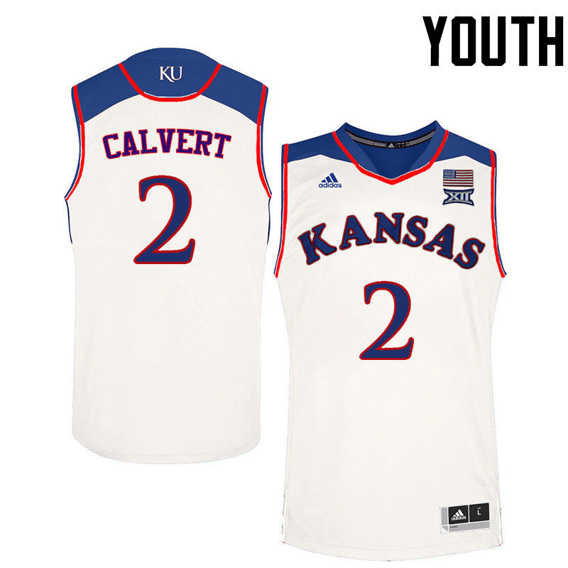 Youth Kansas Jayhawks #2 McKenzie Calvert College Basketball Jerseys-White